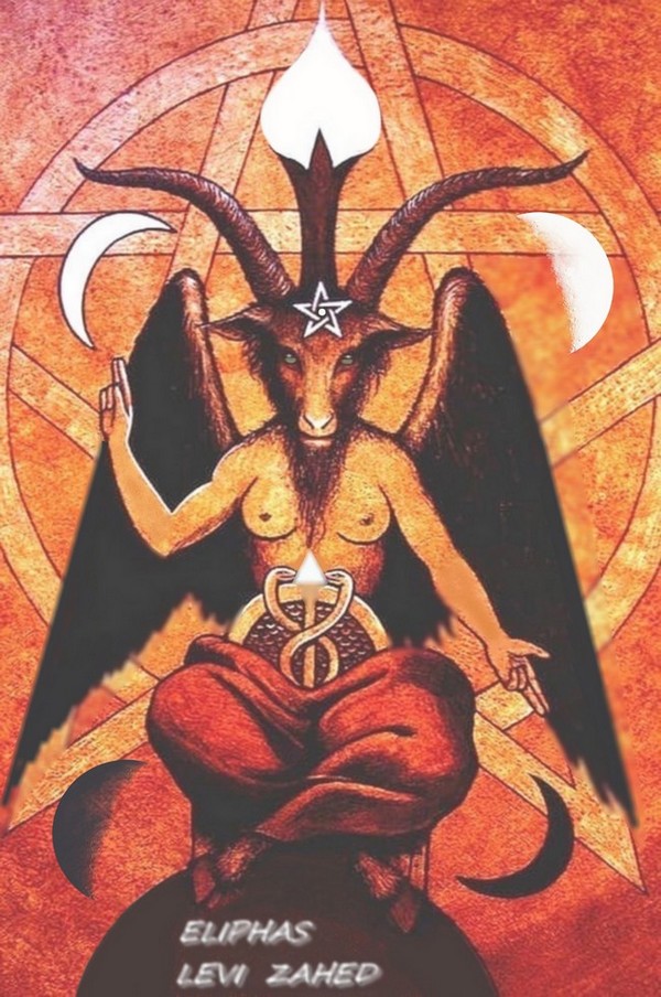 image Baphométique  apparue pour la première fois en 1854 dans l'ouvrage  d'Alphonse-Louis Constant : Dogme et rituel de la haute magie 